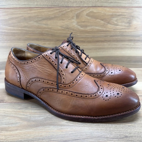 Beckett Simonon Kent Brogue Wingtip Derby Mens 12 Cognac Burnished Leather - Picture 2 of 11